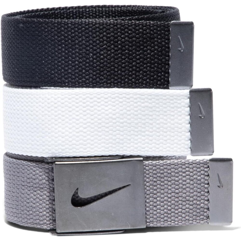 Men's Standard 3 Pack Golf Web Belt, White/gray/black, One Size